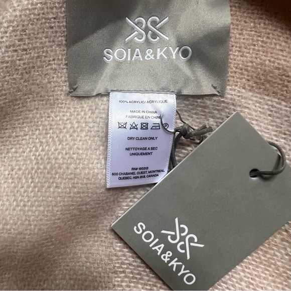 NWT Soia & Kyo light pink colourblock shawl/cape with fringe detail - Picture 8 of 11